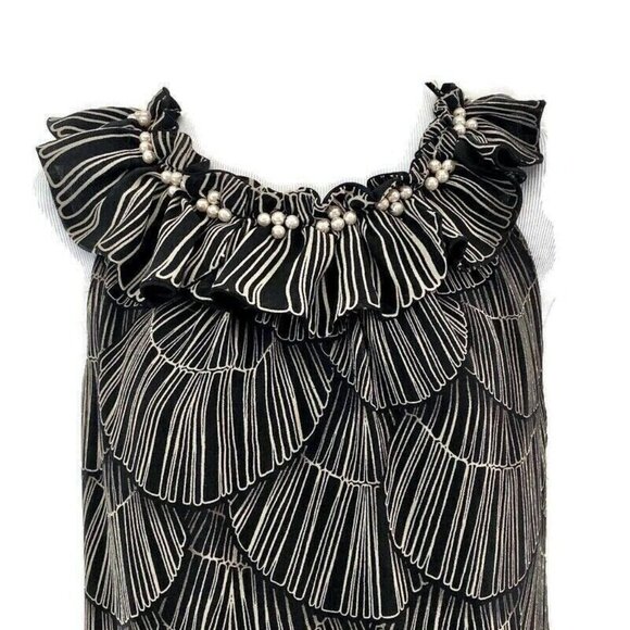 Donna Ricco New York Silk Shift Dress Womens Size 4  Beaded Neck - Picture 3 of 10